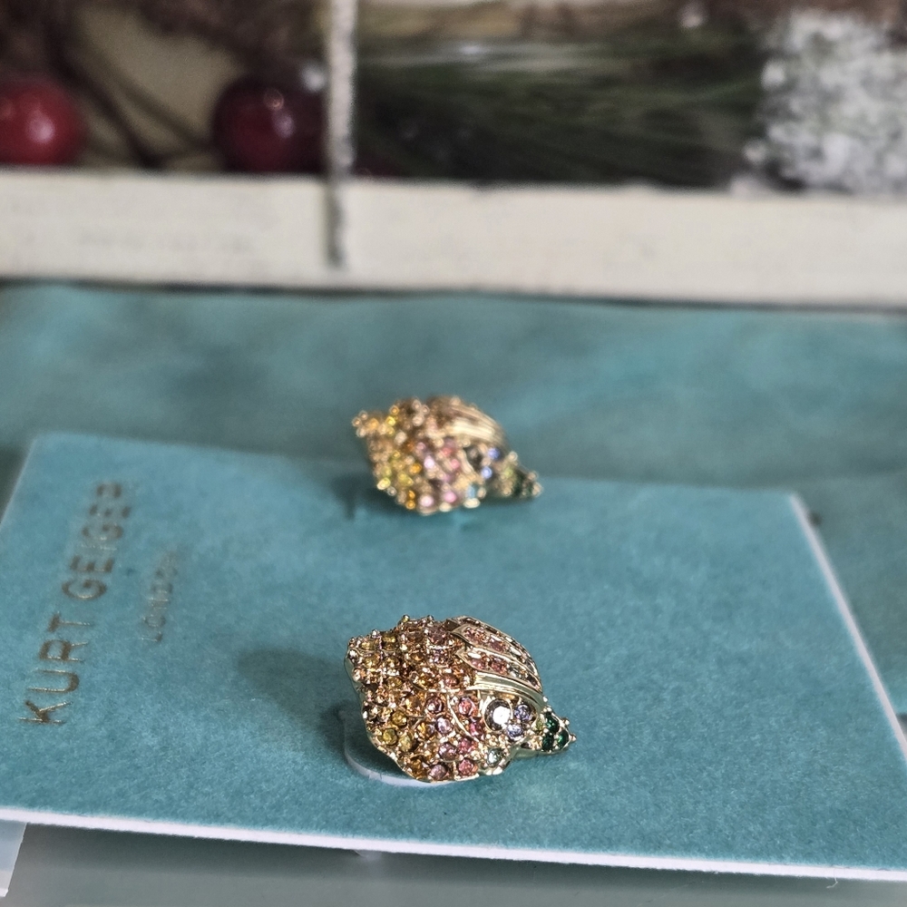 Kurt Geiger Gold and Multicolor Eagle Head Stud Earrings - Picture 4 of 5